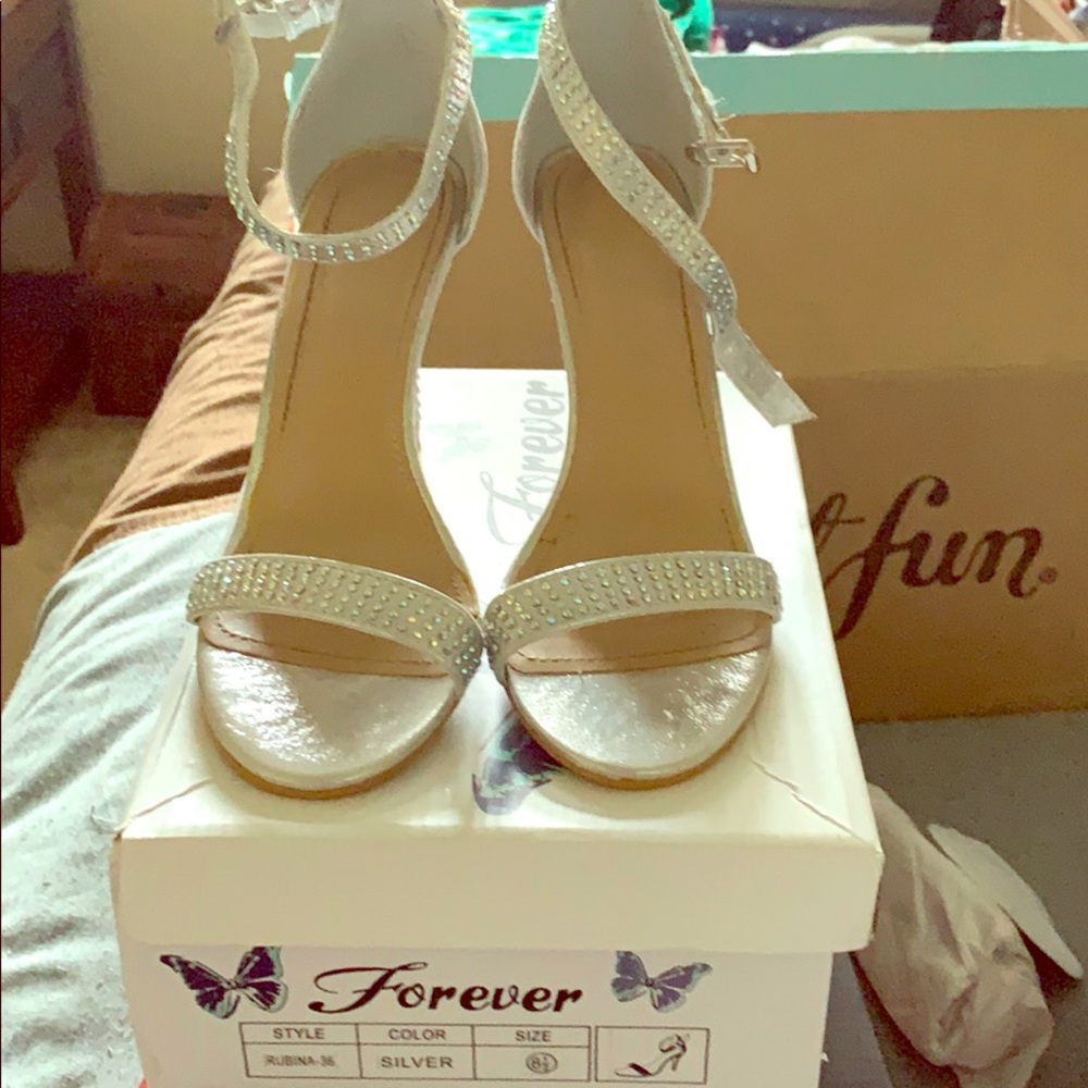 Silver rhinestone pageant heels